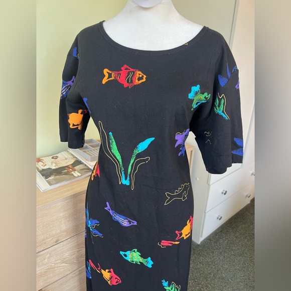 Copa Cabana Dresses & Skirts - VINTAGE Copa Cabana 100% Cotton Colorful Fish Ocean Theme Relaxed Fit Dress Sz M